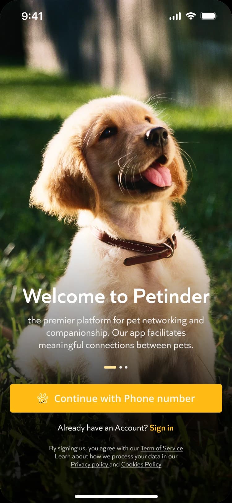 Petinder Home Screen 1
